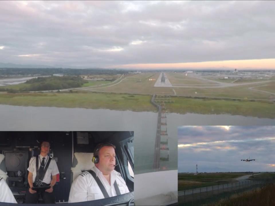 British Airways pilot shares his incredible view as he lands an A380 at Vancouver airport