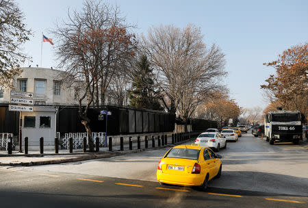 FILE PHOTO: An armoured Turkish police vehicle is parked near the U.S. Embassy in Ankara, Turkey, December 20, 2016. REUTERS/Umit Bektas/File Photo