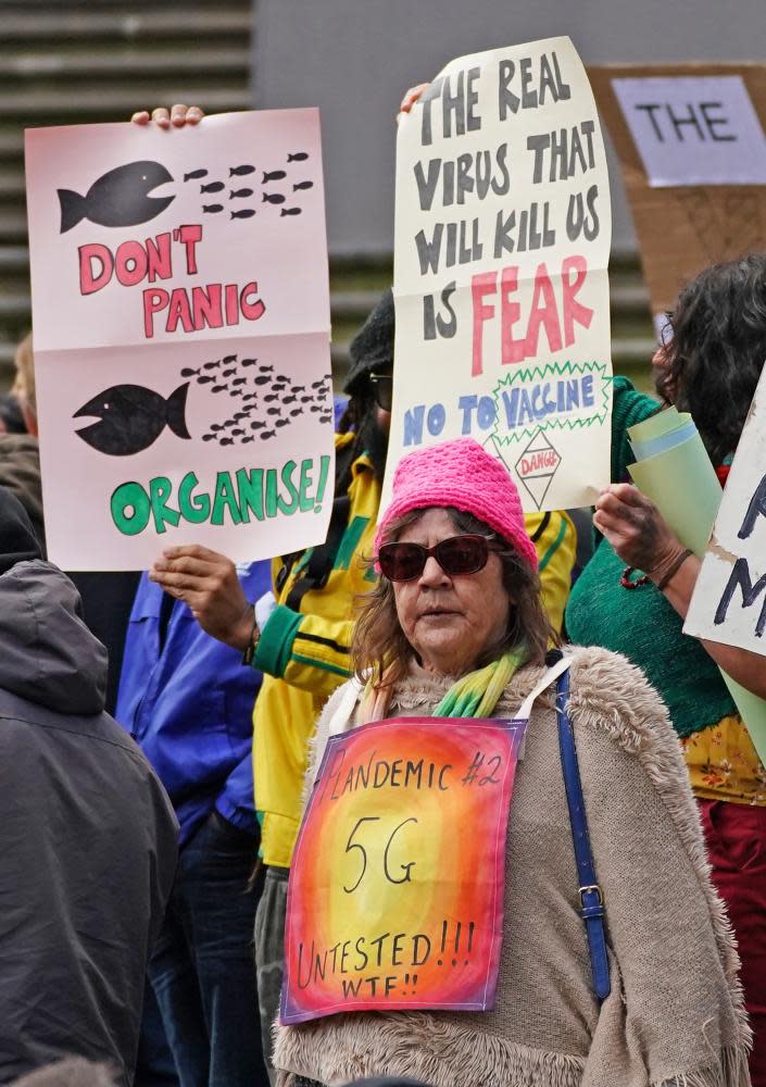 Protesters at an anti-lockdown rally in Melbourne