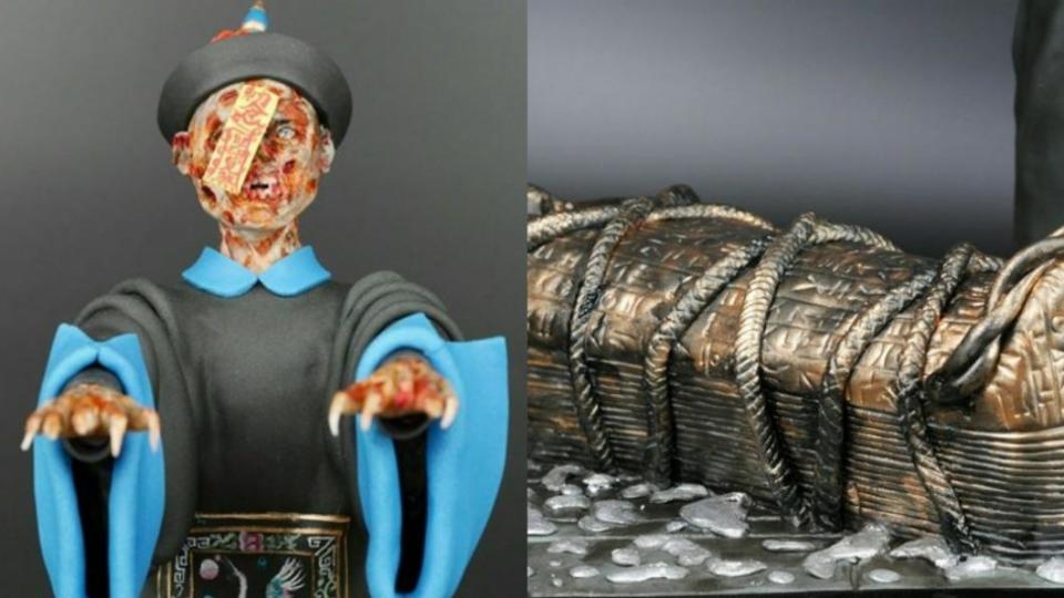 蔡依林當年花7天製作的「東方殭屍碰上西方木乃伊」翻糖蛋糕。（圖／翻攝自蔡依林臉書）
