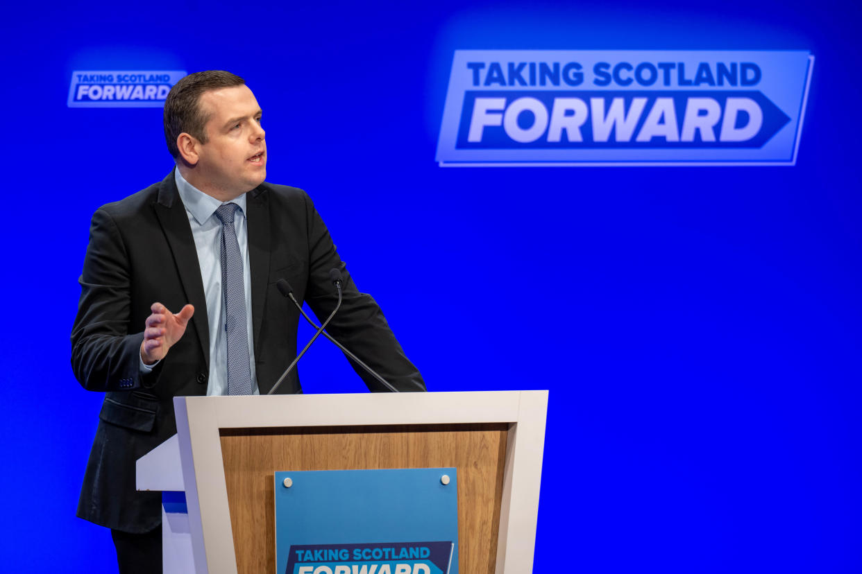 Scottish Conservative leader Douglas Ross appealed to the ‘pro-UK, anti-SNP majority’ in the country to back his party (Michal Wachucik/PA )