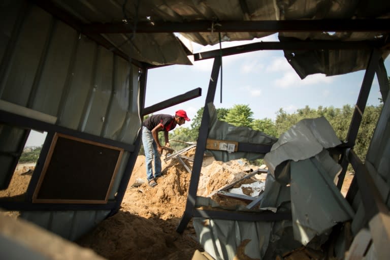 Rubble in Beit Lahia in the northern Gaza Strip following an Israeli airstrike the day before