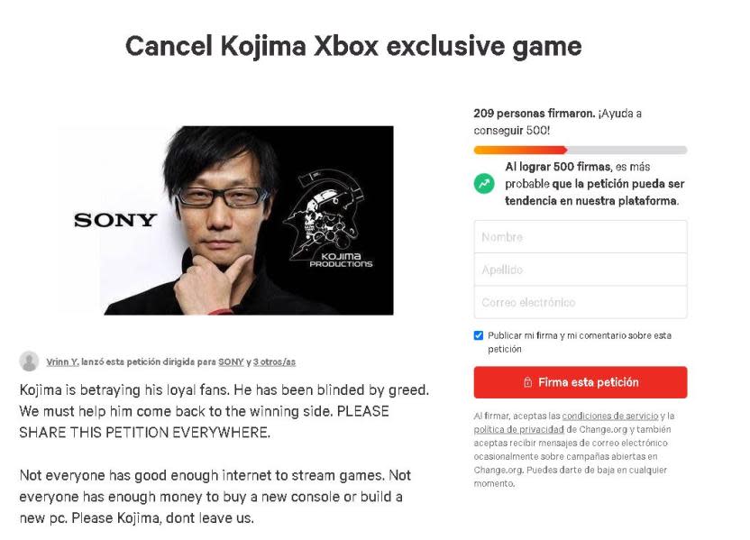 "Fans" pidieron la cancelación del juego con Xbox