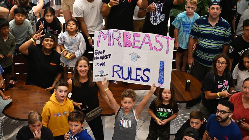 Tens of thousands of fans attend the launch of the first physical MrBeast Burger last September in New Jersey. - Dave Kotinsky/Getty Images