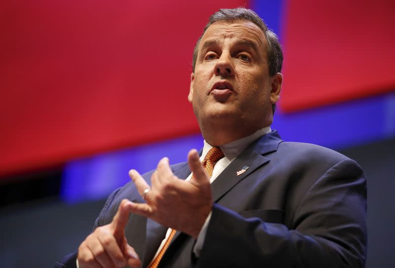 FILE PHOTO: U.S. Republican presidential candidate Christie speaks during the Heritage Action for America presidential candidate forum in Greenville