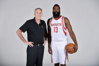 <p>James Harden meets the next coach he’ll try to get fired. (Getty Images) </p>