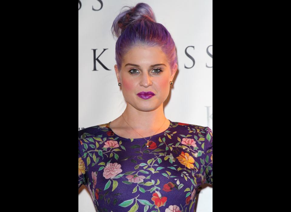 So Kelly Osbourne definitely likes to push the envelope when it comes to beauty (ahem, grey hair)... but we think the Beauty Police need to be called on those bright purple lips of hers!      (Getty photo)