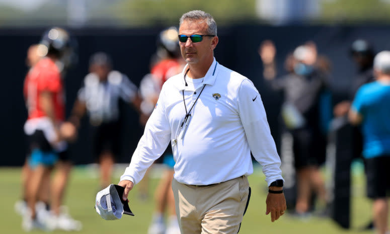 Jaguars head coach Urban Meyer on the field.