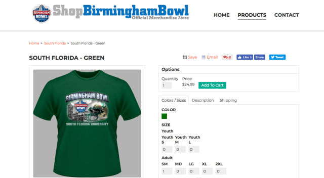 Birmingham Bowl botches South Florida's name on t-shirts