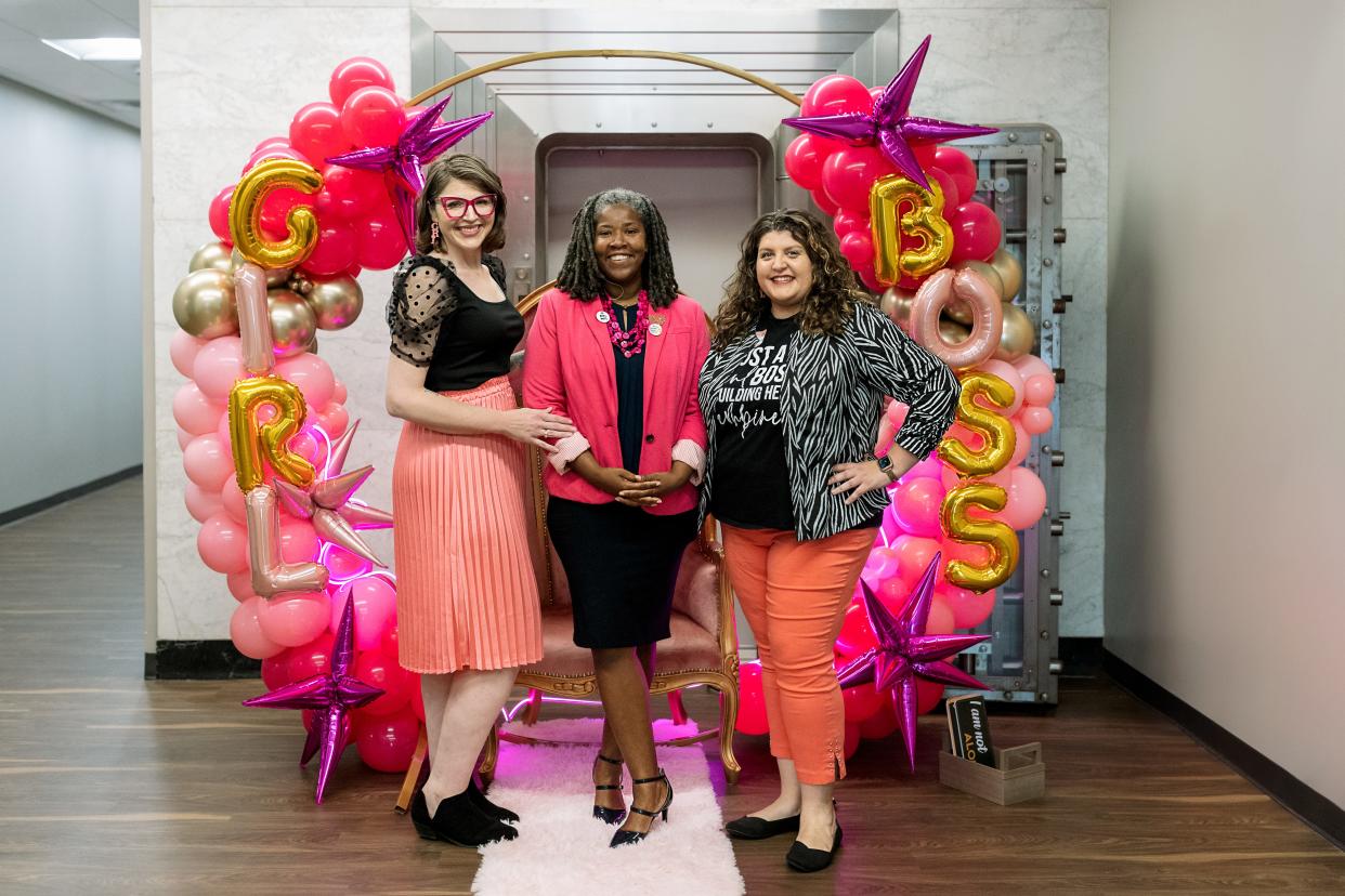 Girl Boss Assembly organizers Chandra Metz, left, and Melissa DiMercurio, right, flank Hagerstown Mayor Tekesha Martinez at the inaugural Girl Boss Assembly in downtown Hagerstown.