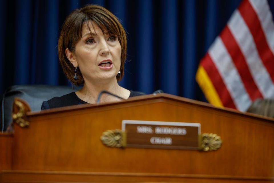 Representative Cathy McMorris Rodgers, R-Wash., chair of the House Energy and Commerce Committee speaks during the hearing with TikTok CEO Shou Zi Chew before the House Energy and Commerce Committee in the Rayburn House Office Building on Capitol Hill on March 23, 2023 in Washington, DC.