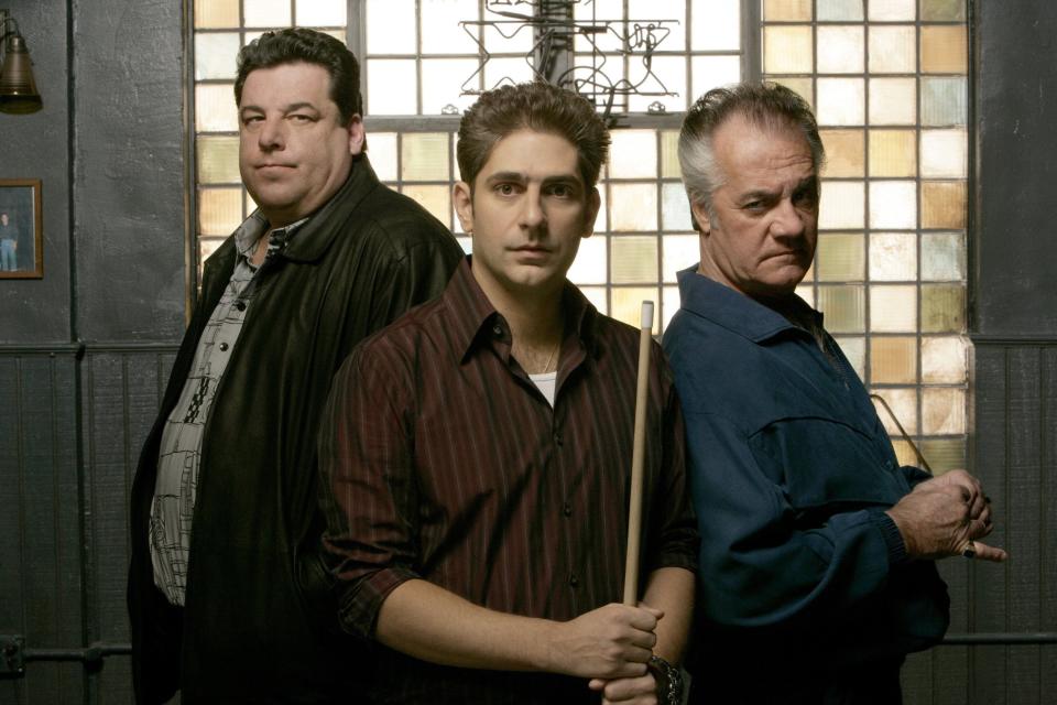 Steven Schirripa, Michael Imperioli and Tony Sirico of "The Sopranos." The HBO series exemplifies the trend toward prestige TV in the late 1990s and early 2000s.