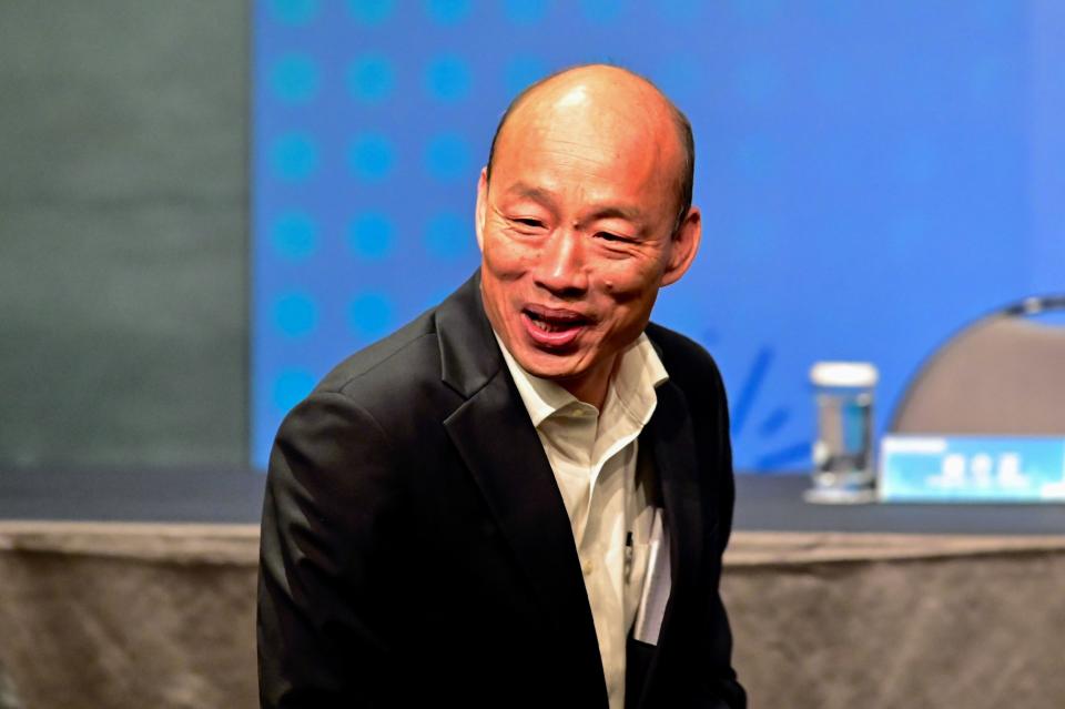 Kuomintang (KMT) party's presidential candidate Han Kuo-yu attends a briefing at the Taiwan Foreign Correspondents Club (TFCC) in Taipei on November 14, 2019. (Photo by Sam Yeh / AFP) (Photo by SAM YEH/AFP via Getty Images)