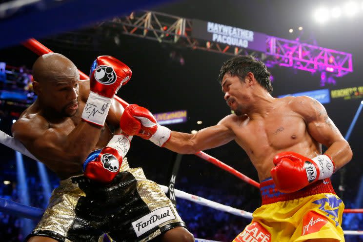 The May 2, 2015, bout between Floyd Mayweather and Manny Pacquiao sold 4.6 million on pay-per-view, but a series of mistakes turned off fans. (Getty Images)