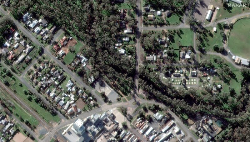 A satellite image shows a view of Rochester before flooding, Australia