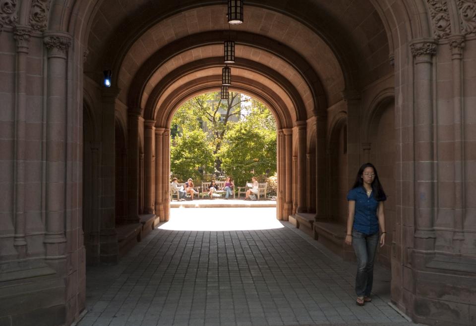 A student at Yale University in New Haven, Conn., walks on campus on Sept. 14, 2009. | Douglas Healey, Associated Press