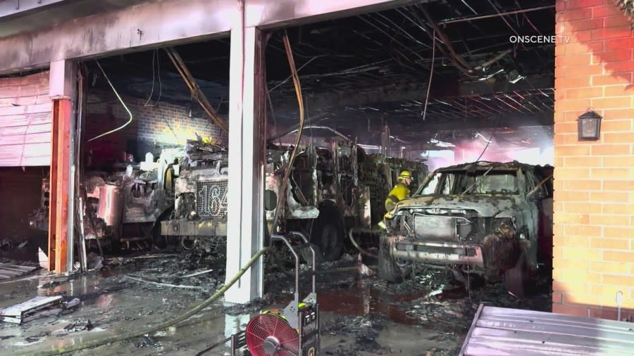 According to Los Angeles County Fire Department Public Information Officer Fred Fielding, crews responded to a second-alarm structure fire at Fire Station 164 in Huntington Park, CA on May 1, 2024. (OnSceneTV)
