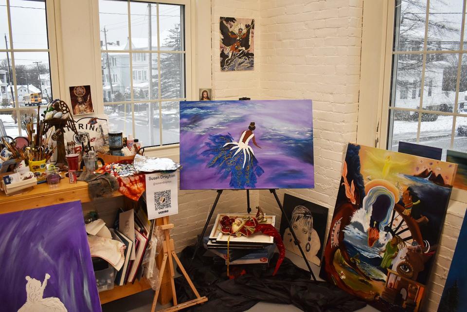 One member leaves their artwork and materials at their work space in Soco Art Labs, 145 Globe St. in Fall River.