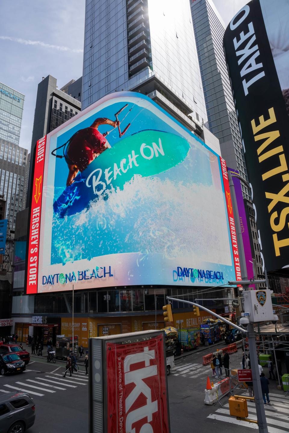A look at the new 3D anamorphic video ad for Daytona Beach now showing in New York's Times Square.