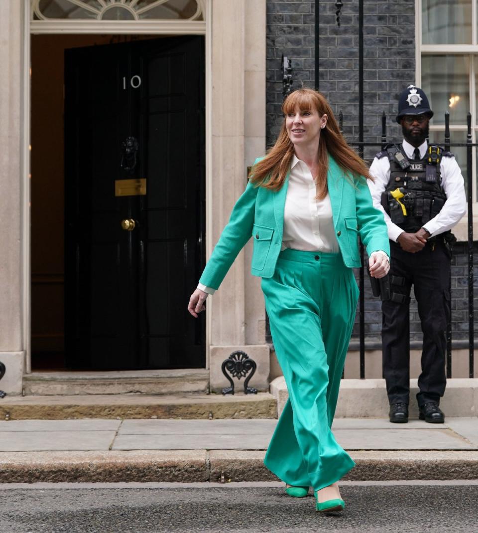 Angela Rayner leaves 10 Downing Street, London, after being appointed Deputy Prime Minister and Secretary of State for Upgrading, Housing and Communities (Lucy North/PA Wire)