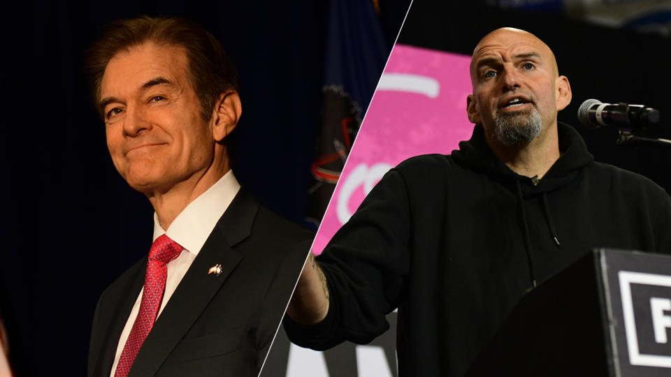 Mehmet Oz, John Fetterman (Photos: Mark Makela/Getty Images(2))