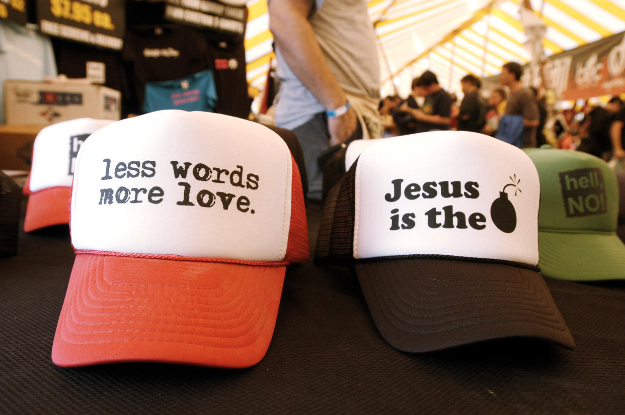 A man who wore a hat that said “I [heart] Jesus” broke into a church to vandalize the Bibles. (Photo by Jean-Marc Giboux/Getty Images)