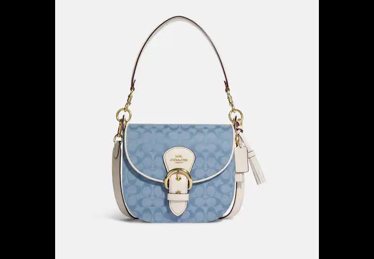 Kleo Shoulder Bag 23 In Signature Chambray. (Image via Coach Outlet)