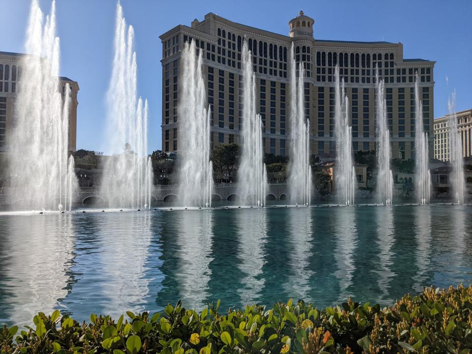 The fountains in Las Vegas during the day