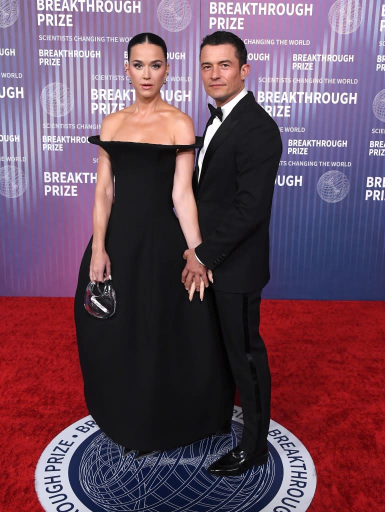 LOS ANGELES, CALIFORNIA - APRIL 13: Katy Perry, Orlando Bloom arrives at the 10th Annual Breakthrough Prize Ceremony at Academy Museum of Motion Pictures on April 13, 2024 in Los Angeles, California.