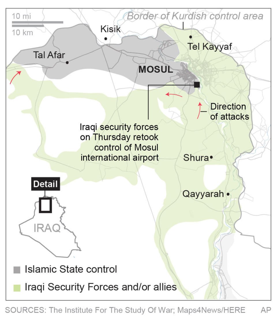 Iraqi forces advance on western Mosul.