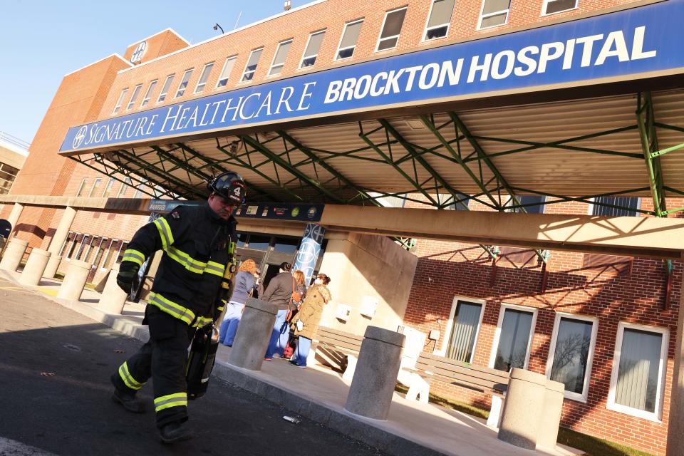 A multiple-alarm transformer fire broke out in a basement at Signature Healthcare Brockton Hospital, forcing the evacuation of more than 100 patients, on Tuesday, Feb. 7, 2023.