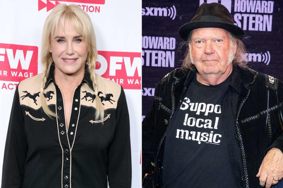 <p>Mark Von Holden/Variety via Getty;  Emma McIntyre/Getty Images for SiriusXM</p> (Left-right:) Daryl Hannah in 2023; Neil Young in 2022