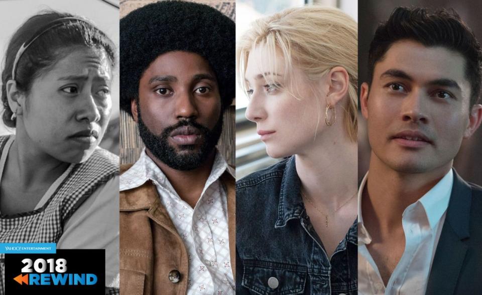 Yalitza Aparicio in Roma; John David Washington in BlacKkKlansman; Elizabeth Debicki in Widows – Tödliche Witwen; Henry Golding in Verrückte reiche Asiaten. (Foto: Everett-Sammlung)