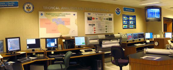 One corner of the Tropical Analysis & Forecast Branch's offices in the NHC Building