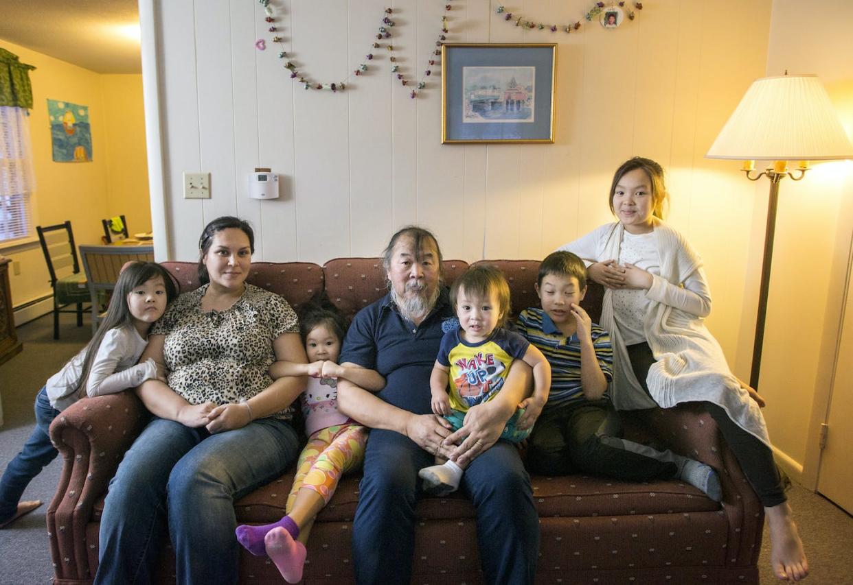 Pavel Sulyandziga, a Russian Indigenous activist, poses with his family in 2017 in Yarmouth, Maine, where he awaits a decision on political asylum. <a href="https://www.gettyimages.com/detail/news-photo/pavel-sulyandziga-a-russian-indigenous-leader-is-filing-for-news-photo/669416946?adppopup=true" rel="nofollow noopener" target="_blank" data-ylk="slk:Derek Davis/Portland Portland Press Herald via Getty Images;elm:context_link;itc:0;sec:content-canvas" class="link ">Derek Davis/Portland Portland Press Herald via Getty Images</a>