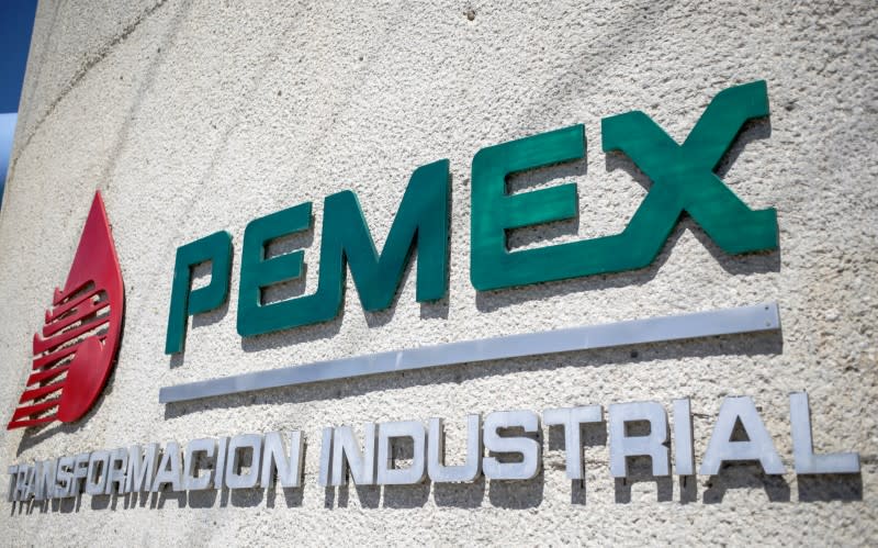 The logo of Mexican oil company Pemex is pictured at Reynosa refinery, in Tamaulipas state