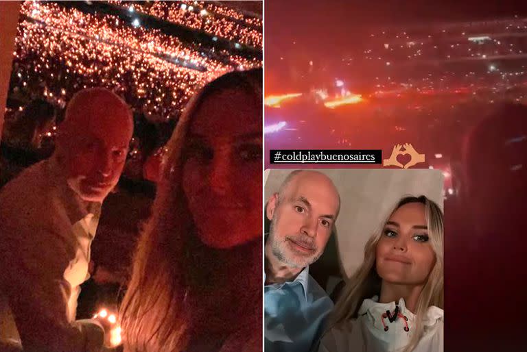 Horacio Rodríguez Larreta y su novia, Milagros Maylin fueron al recital de Coldplay