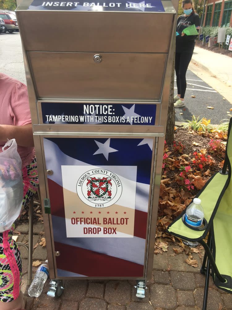 The Loudoun County elections office has set up boxes for residents to drop off their ballots at early voting locations and libraries across the county. (Mark Hand/Patch)