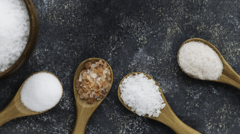 Salts on wooden spoons