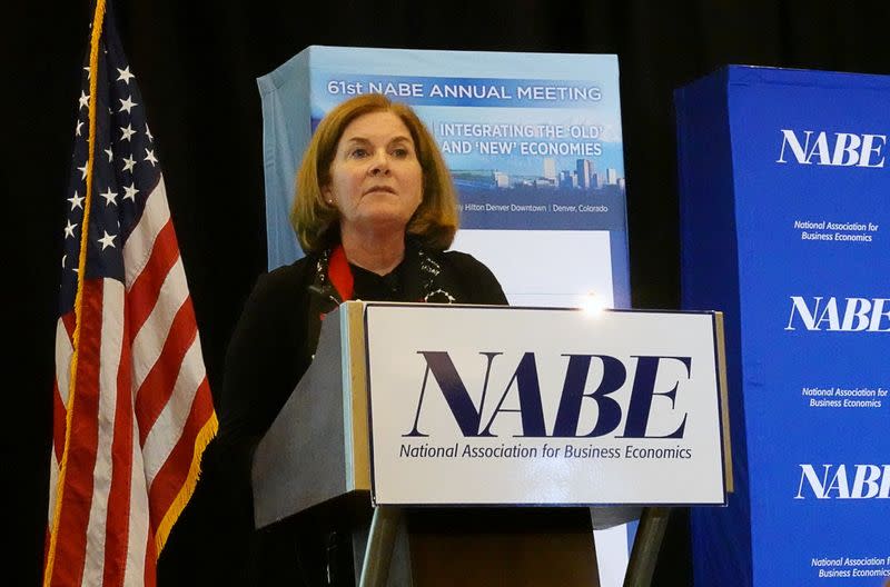 FILE PHOTO: Kansas City Federal Reserve Bank President Esther George addresses the National Association for Business Economics in Denver