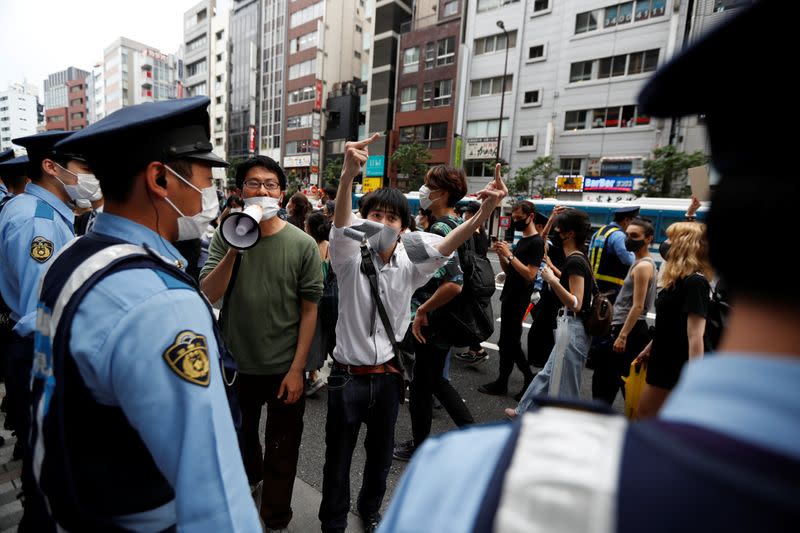 Protest march over the alleged police abuse of a Turkish man in echoes of a Black Lives Matter protest, following the death of George Floyd who died in police custody in Minneapolis, in Tokyo