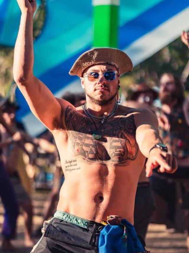 Minkin (pictured at the Earth Frequency Festival) was a contestant on The Bachelorette. Picture: Instagram @rainbowskittalz
