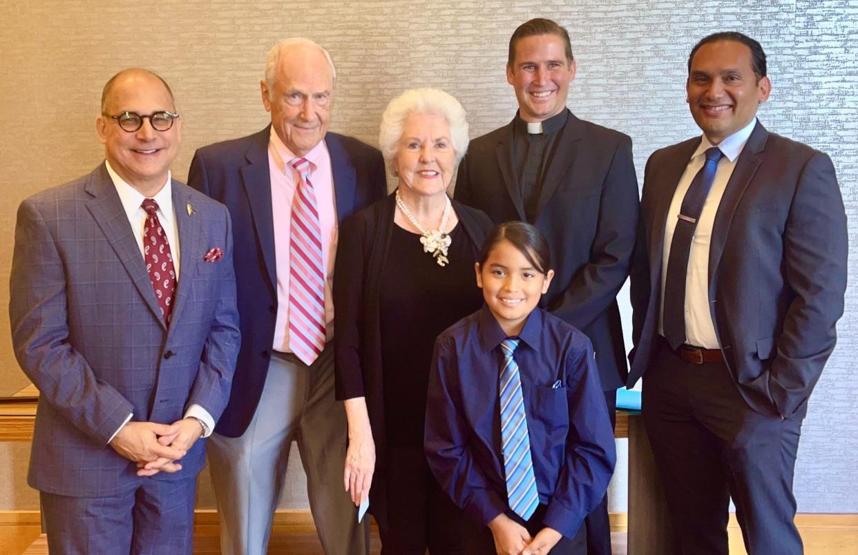 Patrick Evans, Clay Klein, Roberta Klein, Robin Lawson III, Rev. Derek Fosse and Edwin Gomez were on hand at the Read With Me Volunteers appreciation luncheon on April 7, 2022.