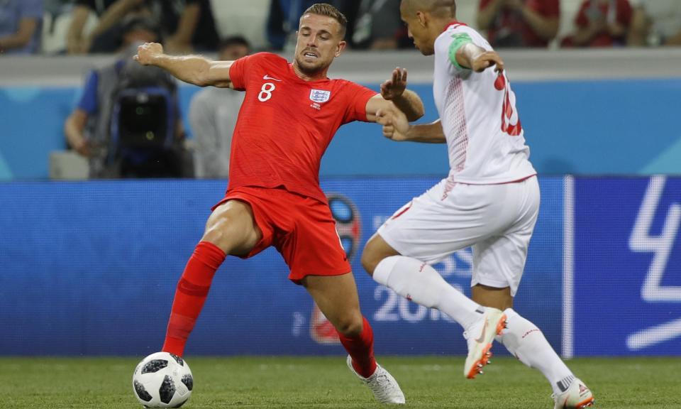 England’s Jordan Henderson had more touches and made more passes than any other player against Tunisia.