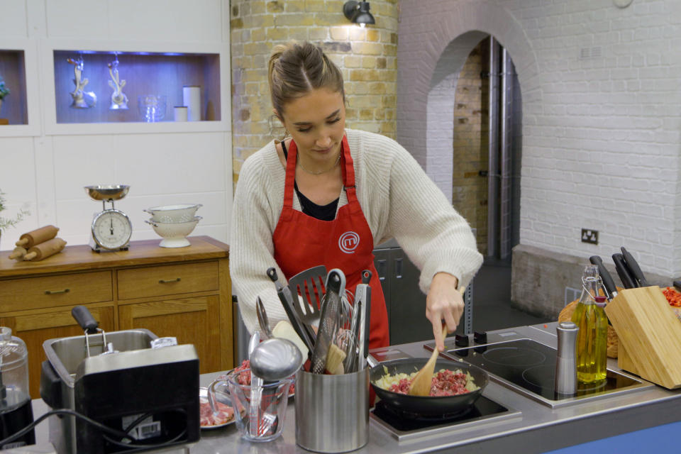 Programme Name: Celebrity Masterchef S16 - TX: 08/09/2021 - Episode: Celebrity Masterchef S16 - Heat 13, Semi-Finals Week (No. Heat 13, Semi-Finals Week) - Picture Shows: **STRICTLY EMBARGOED UNTIL AFTER HEAT 6 HAS TX'D** Megan McKenna - (C) Shine TV - Photographer: Production