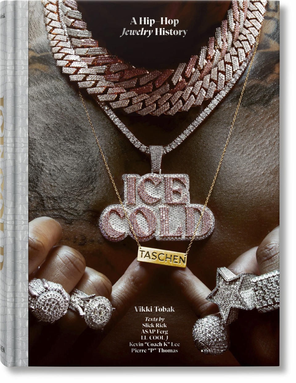 This photo shows the cover of “Ice Cold. A Hip Hop Jewelry History” by Vikki Tobak. (Taschen via AP)