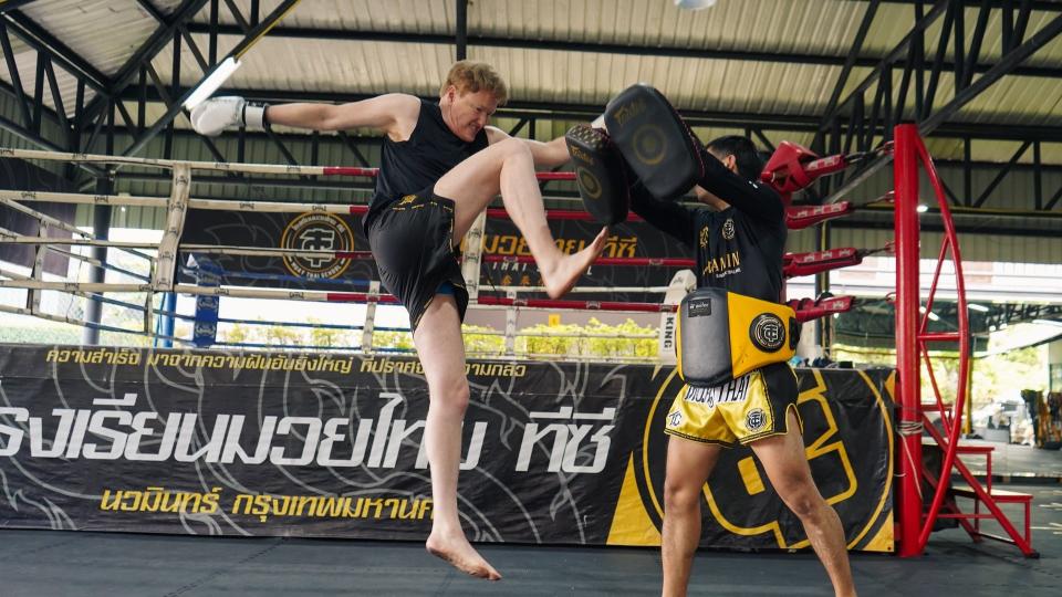 Conan O'Brien kickboxing in Conan O'Brien Must Go
