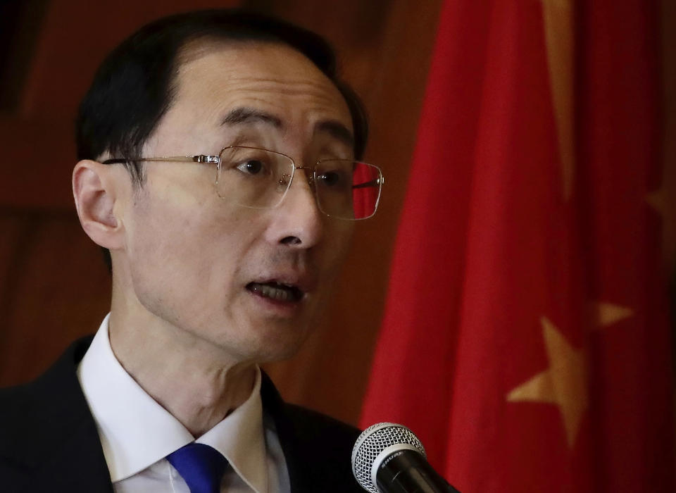 Chinese Vice Foreign Minister Sun Weidong speaks during a bilateral meeting in Manila, Philippines on Friday March 24, 2023. (Francis Malasig/Pool Photo via AP)