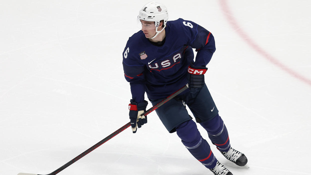 Lightning prospect Nick Perbix got some experience with the U.S. Olympic team this winter. (Photo by Richard Heathcote/Getty Images)