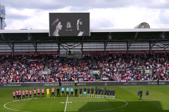 There was a minute's silence before Premier League fixtures in memory of the Queen (John Walton/PA)